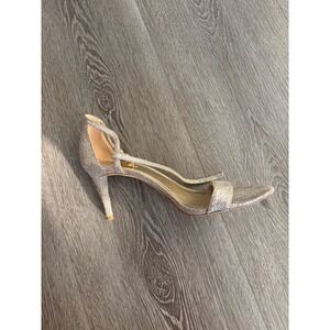 Michael Kors Gold Glitter T-Strap Stiletto Sandals Heels Womens Size 10M